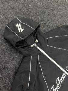 FarThanAverage Men's Hooded <b>Racer</b> <b>Jacket</b> PU Windproof Streetwear Luminous Print Zipper Closure Autumn Black Reflected Piping - Product Image 4