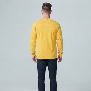 T-shirt à manches longues pour homme, délavé à la pierre, effet vintage, coupe oversize, col rond, en coton, style streetwear décontracté, coupe ample - Product Image 2