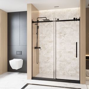 Porta Doccia Scorrevole Singola Senza Telaio 152 cm L x 193 cm A, Vetro Temperato Trasparente 6 mm, Pellicola Antiesplosione, Maniglia in Acciaio Inox - Product Image 3