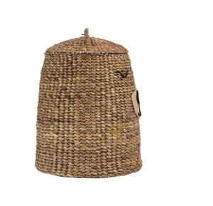 <b>Cute</b> Sleeping <b>Bear</b> Water Hyacinth Storage Basket Woven Animal Toy Organizer Bin for Nursery Decor - Product Image 3