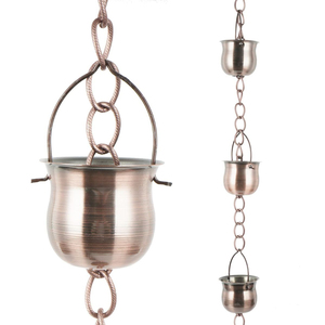 Chaîne de pluie décorative en cuivre de qualité supérieure pour gouttière, avec conception en forme de lys, pour récupération d'eau de jardin extérieur - Product Image 4