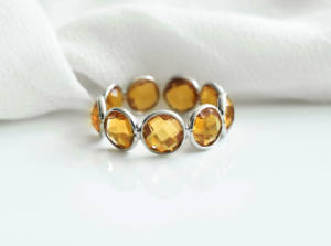 Golden Solstice Checkerboard Natural "Citrine'' Eternity <b>Statement</b> <b>Ring</b> In 925 Sterling <b>Silver</b> For Trendy Look & Daily Wear - Product Image 2