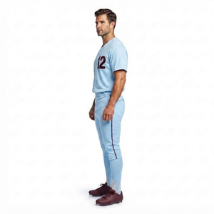 Professional Men's Athletic Field Uniform 100% Cotton Short Full Button Shirt <b>Trousers</b> Custom Team Sportswear Supplier V-Neck - Product Image 4