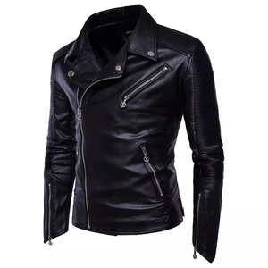 Chaqueta de Cuero para Motociclista Unisex, Ajustada, Negra, Transpirable, de Alta Calidad, Estilo Británico, Chaqueta de Cuero PU para Moto y Motociclista para Hombre - Product Image 6