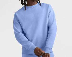 Sweat-shirt à col rond pour homme, couleur bleu clair, en molleton de coton premium, design uni, coupe ample, respirant, sweat-shirts pour homme - Product Image 4
