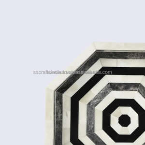 Bandeja de servicio decorativa con incrustaciones de hueso Premium, diseño artístico hecho a mano, perfecto para mesa de centro, comedor y regalos de inauguración de la casa, India - Product Image 3