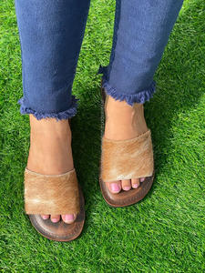 รองเท้าแตะหนังวัวแท้ทำด้วยมือแท้ของผู้หญิงสไตล์ตะวันตกรองเท้าแตะส้นแบนรองเท้าเปิดนิ้วเท้าลำลองกลางแจ้ง - Product Image 3