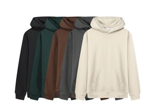 Vente en gros Pull à capuche brodé unisexe 300-500GSM Streetwear uni surdimensionné en coton épais Manteau à capuche pour hommes avec logo personnalisé - Product Image 6