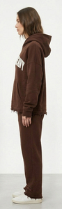 Sweat à capuche en molleton chenille brodé pour femme, coupe décontractée, 100 % coton, ourlet vieilli, pull en molleton pour l'hiver - Product Image 5