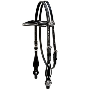 International Customizable Comfortable English Bridle Nickel Brass Spots Western <b>Equestrian</b> Leather for Horse Riding - Product Image 1