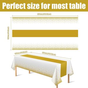 Set di 4 Tovaglie Monouso in Plastica Bianca e Oro Rettangolari per Feste, Decorazioni Autunnali, Matrimoni, Addii al Nubilato ed Eventi - Product Image 2