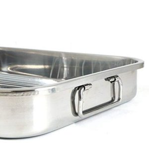16.5 x 12 Inch All in One Stainless Steel Roasting and Lasagna Pan with Rack Oven <b>Baking</b> Tray Roaster Cooking Pan <b>Set</b> - Product Image 5