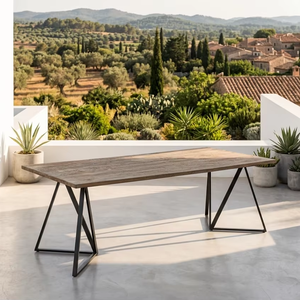 Helen Custom <b>Solid</b> Wood Dining <b>Table</b> Industrial Style <b>Wooden</b> <b>Table</b> with Metal Frame for Hotel Cafe Interior Projects - Product Image 3