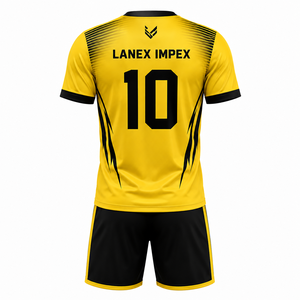 Ensemble de maillots de football personnalisés en gros pour hommes et garçons, maillot à manches courtes, short, tenue de sport d'équipe, logo, nom, numéro - Product Image 3