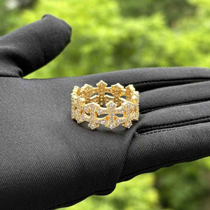 Luxury Moissanite <b>Cross</b> Eternity <b>Ring</b> 925 <b>Silver</b> Iced Out Statement Band Wedding Anniversary Jewelry Gift for Unisex Fashion - Product Image 4