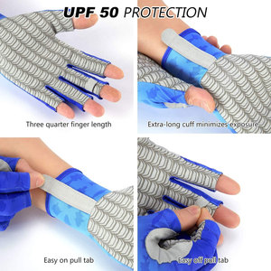 Guantes de vela sin dedos para hombres y mujeres, protección solar UPF 50+ UV, color azul degradado, guantes para navegación, pesca y deportes acuáticos. - Product Image 3