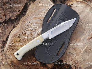 UA Supplies Hand Forged 12C27 Stainless Steel Drop Point Fixed Blade Hunting Bushcraft <b>Knife</b> Camel <b>Bone</b> <b>Handle</b> 8.5in Overall - Product Image 5