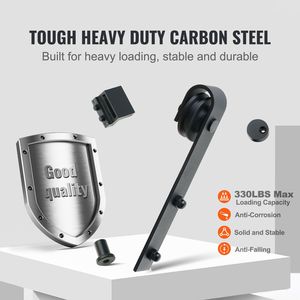 Kit Ferramenta per Porta Scorrevole a Binario da 2,4 m (8FT) per Carichi Pesanti, Binario in Nylon da 150 kg (330 LBS) per Porte Doppie, Adatto per Porte Larghe da 1,1 m (3.7FT) a 1,3 m (4.3FT) e Spessore da 2,5 cm (1.3") a 2.5 cm (1.3") - Product Image 3