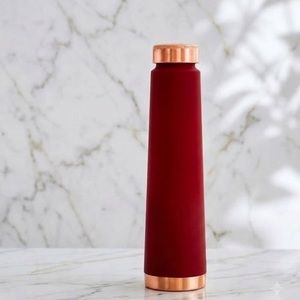 Bouteille d'eau en cuivre martelé, finition rouge mate, isotherme sous vide, anti-fuite, avec couvercle rabattable, pour la randonnée et le fitness en extérieur - Product Image 6