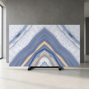 Carrelage Porcelanato Grand Format 600x1200mm, Finition Brillante Polie, Effet Livre Ouvert, pour Mur Extérieur, Brique de Foyer, Bleu Sigma - Product Image 4