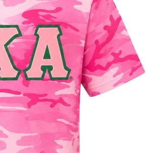 Camiseta AKA Pink Tie-Dye para mujer, camiseta de manga corta con cuello redondo de algodón suave, camiseta de hermandad rosa y verde con estampado de letras personalizado - Product Image 3