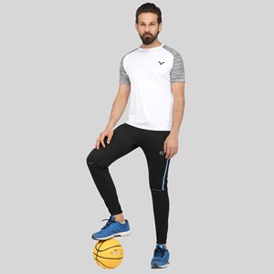 Pantalon de survêtement sport bleu quatre directions avec bande latérale, logo personnalisable, impression HD, délavage coloré, 100 % polyester, séchage rapide, tailles homme M/L/XL - Product Image 6