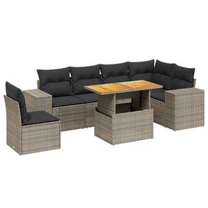 Ensemble de canapés de jardin gris en rotin avec coussins, mobilier d'extérieur de style contemporain - Product Image 2