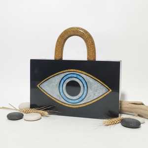 Pochette de soirée élégante en résine faite à la main, sac à main de créateur haut de gamme pour femme, idéal pour les mariages, les célébrations nuptiales et les soirées. - Product Image 1