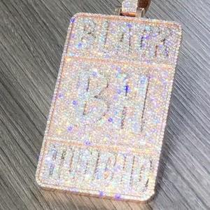 Personaliza cualquier colgante con nombre o logotipo, plata de ley 925, diamante Moissanita VVS1 |   Amuleto con incrustaciones de diamantes |   Colgante Personalizado | - Product Image 4