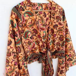 Recién llegado, Top envolvente, Top envolvente de seda con estampado nuevo a la moda para este verano, fácil de usar y cómodo con relajación - Product Image 1