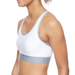 Sujetador Deportivo Blanco para Mujer, Cuello Redondo, 100% Algodón, con Ribete Gris, Absorbe la Humedad, Estampado de Letras, Logotipo de Equipo Personalizado, para Todas las Temporadas - Product Image 4
