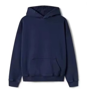 Sudadera con Capucha Azul Marino Personalizada para Hombre, Corte Regular, Felpa de Algodón, Color Sólido Informal, Diseño con Bolsillos, Ropa de Otoño - Product Image 1