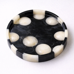 Bandeja Redonda de Resina Azul con Efecto Mármol, de Última Moda y Gran Venta, para Mesa de Comedor, Cocina y Decoración del Hogar - Product Image 3