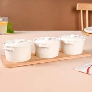 Cuencos de Madera Maciza para Aperitivos con Bandeja de Bambú, Bandeja para Servir Hecha a Mano, Elegante y Decorativa, Precio Reducido para Clientes al por Mayor - Product Image 5