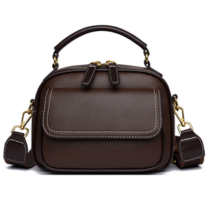 Bolso de Mano de Cuero Genuino para Mujer con Correa Extraíble, Cierre de Cremallera, Estilo Clásico, para Uso Diario, Color Marrón - Product Image 5