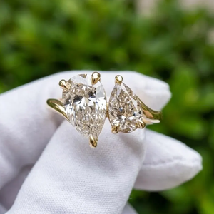 SPARKLEDGE CREATION Bague de fiançailles taille poire 3,00 carats E VVS2/VS1 - Diamant de laboratoire certifié IGI - Bague plaquée or de luxe - Product Image 1