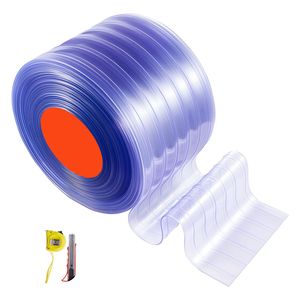 Tenda a Strisce in PVC Trasparente, Lunghezza 30,7 m x Larghezza 30,5 cm, Striscia in Plastica Nervata per Porte, Rotolo Grande per Congelatori e Garage, Migliorata - Product Image 1