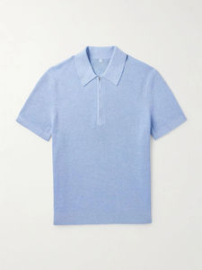 Custom Men Knitwear High Quality 100% Cotton Knitted Collar Designer Short Sleeved Pullover Quarter Zipper <b>Sweater</b> <b>Shirt</b> - Product Image 1