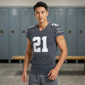 เสื้อฟุตบอลอเมริกันคอวีแขนสั้นผ้าตาข่ายพิมพ์หมายเลข 21 ระบายความชื้นได้ดี ทรงพอดีตัว เหมาะสำหรับทุกฤดูกาล - Product Image 4