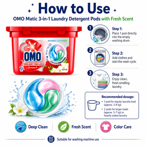 Cápsulas de detergente para ropa OMO Matic 3 en 1 con aroma fresco 210g x 12 cajas |   Formato Pre-Medido Conveniente - Product Image 1