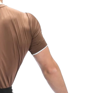 Chemise de compression athlétique marron pour hommes, respirante, extensible, à manches courtes, pour l'entraînement en salle de sport, haut de sport - Product Image 5
