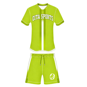 Ensemble de rugby vert lime et blanc, maillot à manches courtes avec fermeture éclair sur le devant, short assorti, respirant, uniforme de sport pour l'entraînement en équipe - Product Image 1