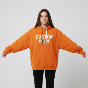 Sweat à capuche épais pour femme en molleton de coton brossé, personnalisable avec appliqué et détails manches côtelées - Product Image 1