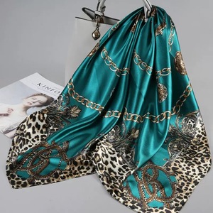 Custom Logo New Arrival Muslim Solid Stylish Elegant <b>Large</b> Warm Satin Silk Neck <b>Scarf</b> Square Shawl Wrap Multi-Functional Daily - Product Image 2