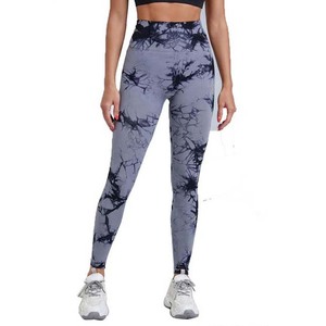 High Waist <b>Tie</b> <b>Dye</b> Yoga <b>Leggings</b> Full Length Four-Way Stretch Spandex Polyester Sports Fitness Wear Pants - Product Image 1