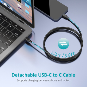 100W USB C ที่ชาร์จเร็ว PD 3.0 GAN อะแดปเตอร์ผนังกับสายเคเบิลชนิด C + USB อะแดปเตอร์ไฟฟ้าพร้อมพอร์ต USB 2A 5V ชาร์จเร็ว - Product Image 4