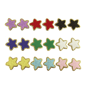 Custom Star Shape Embroidered Patch Iron On Sew On Nonwoven Felt Glitter Applique for Clothing Hat Bag Jacket Backpack fabric - Product Image 1