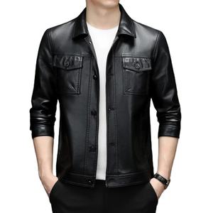 Veste pour homme Printemps Automne Coupe ajustée Veste en cuir PU Veste pour homme Col montant Mode décontractée élégante Vêtement d'extérieur - Product Image 2