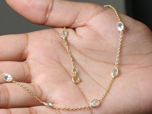 Collar de Plata de Ley 925 con Topacio Azul para Mujer, Chapado en Oro, Corte Ovalado, Joyería Minimalista - Product Image 4