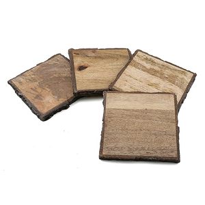 Sheesham Wood Tea <b>Coasters</b> Set Natural Brown Wooden <b>Drink</b> <b>Coasters</b> for Table Protection Home Decor - Product Image 3
